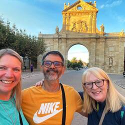 Attending mass with Vikram from India and Catherine from Scotland.