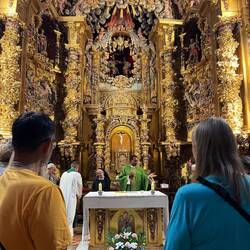 Pilgrim's blessing at the monastery.