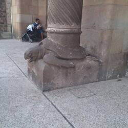 Turtle holding up column depicting the sea. The other column was on a tortoise depicting earth