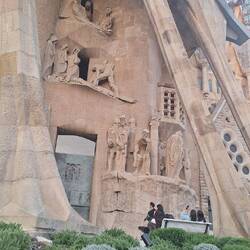 The Passion facade. The figure leaning on his hand is Pontitius Pilate