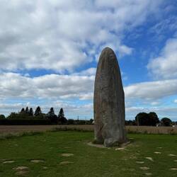 The standing stone, it is called the Menhir de Champ-Dolent. All kinds of legends attached