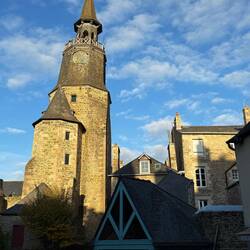 Clock tower at sunset