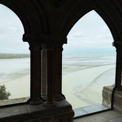 View over the mudflats from the cloisters