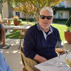 Enjoying a wine on the terrace
