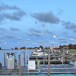 A harvest moon over Frankfort for our post-dawn departure