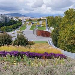 Rooftop of sloped building