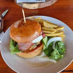 A Not a Croc burger.