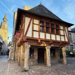 Medieval building from 1559, clock tower on the left
