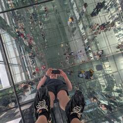 Yes I have plastic bags over my shoes. It's to keep the glass clean.