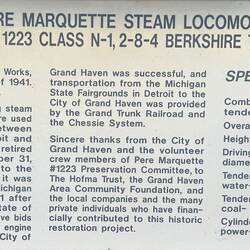 Engine 1223 is one of two surviving steam engines of its type that were used in fast freight service