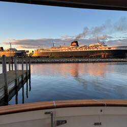 The S.S. Badger getting steam up for departure