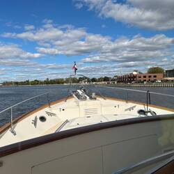 The Grand River (the same one that flows through Grand Rapids). Our marina is dead ahead.