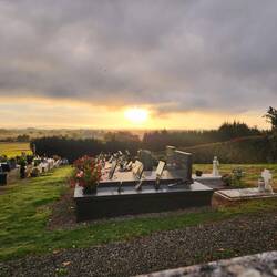 Sun rising over the cemetery