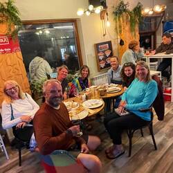 Dinner with Camino friends from Portugal, Estonia, Hungary, USA, & Scotland.