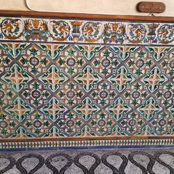 The mosaics on the wall of the house of the famous chocolate maker Amatller