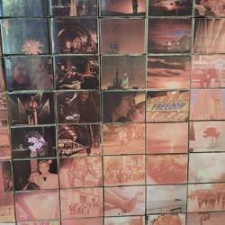 Some of the single photos making up The Kiss Mural
