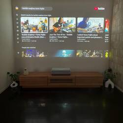 This is the first time we've had a projector tv. Very cool.