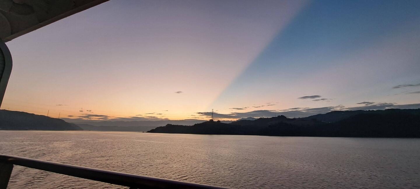 Sunrise from our cabin balcony.