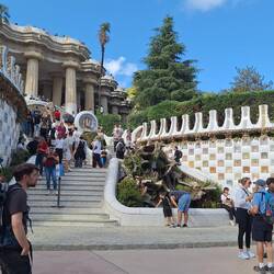 Steps up to the Parc with Gaudi's work