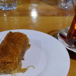 Honey dessert and comb honeys available for breakfast