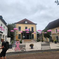Pink ribbon day is huge here and lots of pink umbrellas