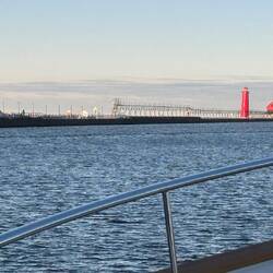 Grand River exit to Lake Michigan. The light-keeper's catwalk.