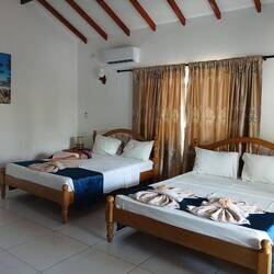 Unser Zimmer im Hotel auf La Digue.