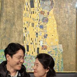 Everyone had to pose in front of The Kiss!