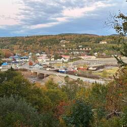 The town of Alma, NB across the Salmon River as seen from a vista 50' from our campsite