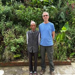 With host father. In Nepal I'm tall again.