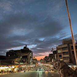 Abendansicht mit Löwe