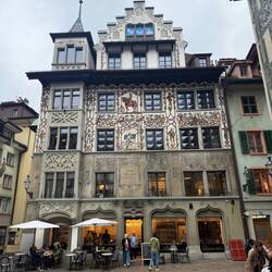 The buildings in Lucerne have beautiful painted facades