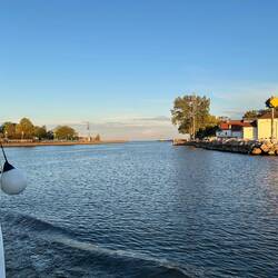 Out past that shiny, stainless steel sculpture and onto the lake