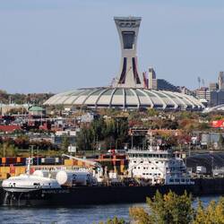 Olympic Stadium seen from Jacques Cartier Bridge.
