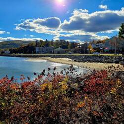 Two hours from high tide. The water will cover the sand at high tide