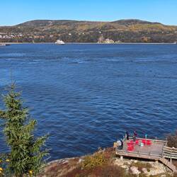 Parks Canada red Adirondack chairs