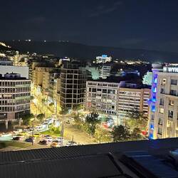 Athens at night from the roof of our hotel