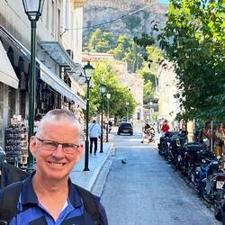 At the markets, Acropolis in the back ground