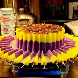 Purple yam and millet cake (we heard it looks better than it tastes).