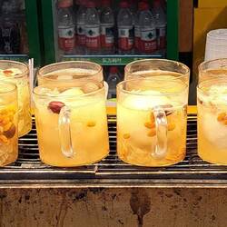 Boiling mushroom tea.