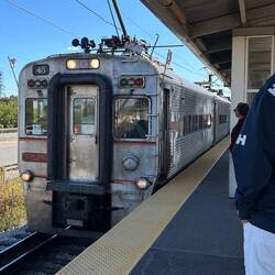 The Soiuth Shore train arrives at East Chicago to take us into the city
