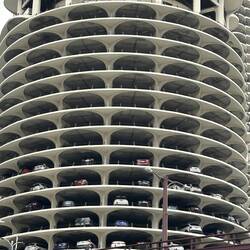 The lower levels of one of 'The Corncob' apartment buildings