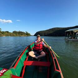 First we have to row across the lake
