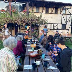 Our delicious communal dinner was prepared by volunteers. Guests donate what they wish.