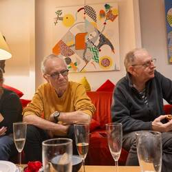 Both artists but the one on the right painted the works in the house.