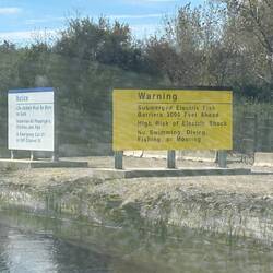 Electric fish barrier on the Chicago Ship Canal. Personal watercraft (e.g. Jetskis) cannot pass.