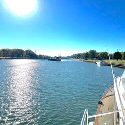 Waiting to enter the T.J. O'Brien Lock