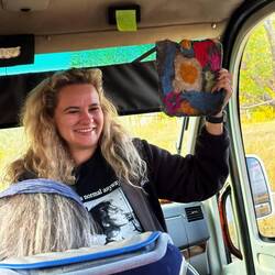 The finished felt art the next morning