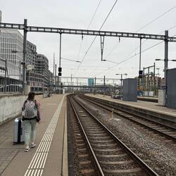 Heading to the end of the platform for our train