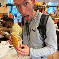 Chris was very pleased with the massive sandwich